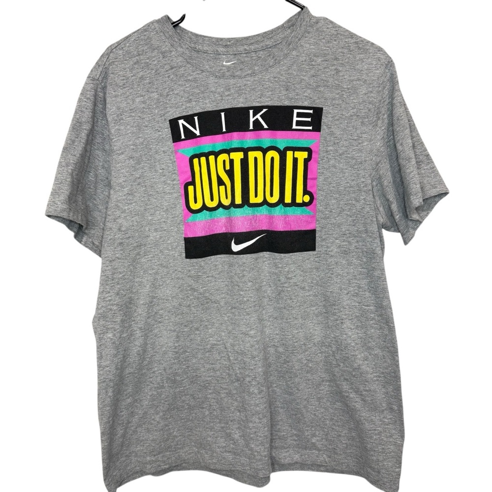 NIKE JUST DO IT Pastel Heather Gray Short Sleeve Crewneck T-Shirt Size Large